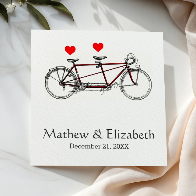 Guardanapo De Papel Casamento Personalizado Da Bicicleta De Bicicleta  (Criador carregado)