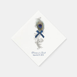 Guardanapo De Papel Casamento Personalizado Da Pena Chic Peacock Napki