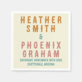 Guardanapo De Papel Casamento Personalizado Da Tipografia Negra