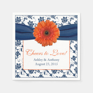 Guardanapo De Papel Casamento personalizado damasco dos azuis marinhos