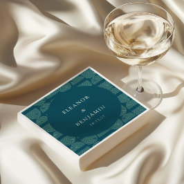 Guardanapo De Papel Casamento Personalizado De Azul De Arca Chic Retro