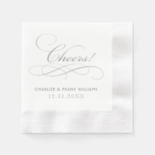Guardanapo De Papel Casamento Personalizado De Caligrafia De Cinza Sil