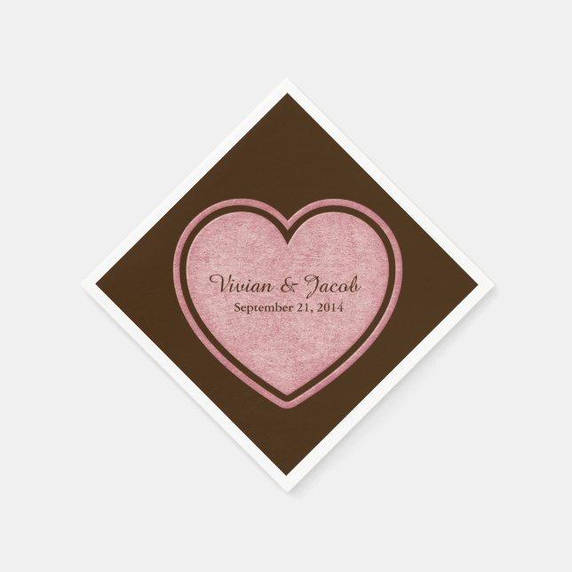 Guardanapo De Papel Casamento Personalizado de Chocolate Castanho e Ro (Canto)