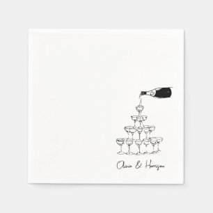 Guardanapo De Papel Casamento Personalizado de Desenho da Torre de Cha