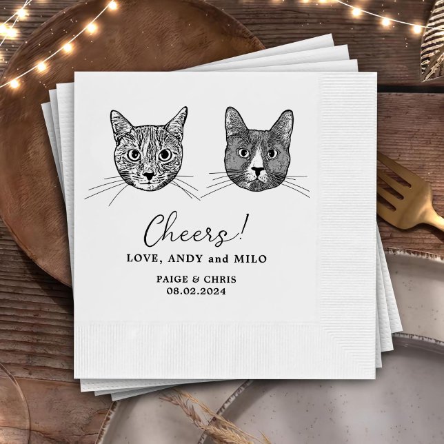 Guardanapo De Papel Casamento Personalizado de Desenho de Mão Pets Per (Criador carregado)