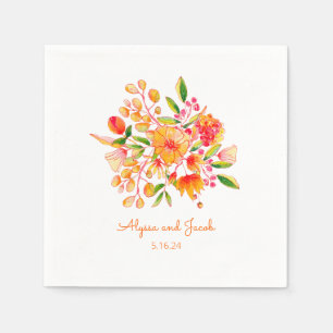 Guardanapo De Papel Casamento Personalizado De Flores De Vintage Orang
