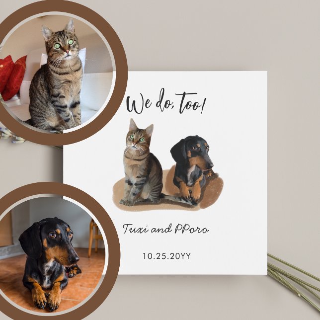 Guardanapo De Papel Casamento Personalizado De Gato De Cachorro Bonito (Criador carregado)