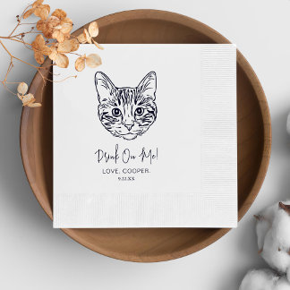 Guardanapo De Papel Casamento Personalizado de Gato Negro e Branco