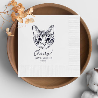 Guardanapo De Papel Casamento Personalizado de Gato Negro e Branco