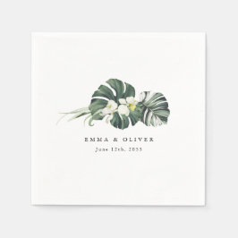 Guardanapo De Papel Casamento Personalizado de Monstera Verde-Salva Tr