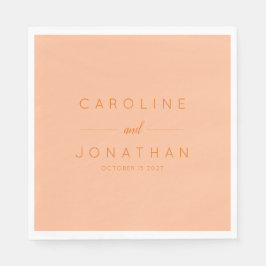 Guardanapo De Papel Casamento Personalizado de Peach de Script Minimal