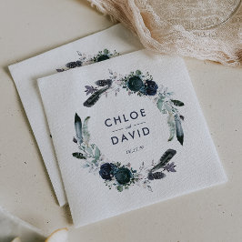 Guardanapo De Papel Casamento Personalizado de Peony Marinho Rustic Pe