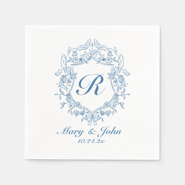 Guardanapo De Papel Casamento Personalizado de Peste Azul Coquetel Nap (Frente)
