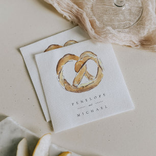 Guardanapo De Papel Casamento Personalizado de Pretzel Moles de Aquare