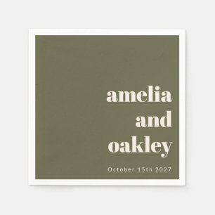 Guardanapo De Papel Casamento Personalizado De Queda De Oliva Minimali