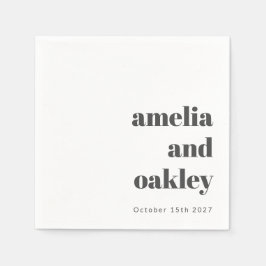 Guardanapo De Papel Casamento Personalizado De Retrô Branco Negro Mini