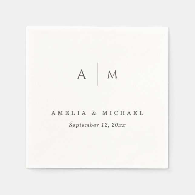 Guardanapo De Papel Casamento Personalizado de Script Elegante Napkins (Frente)