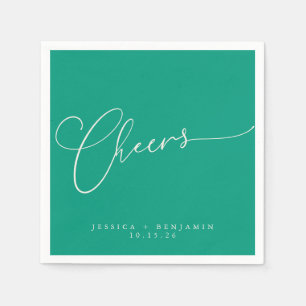 Guardanapo De Papel Casamento Personalizado de Script Verde Esmeralda 