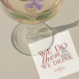 Guardanapo De Papel Casamento Personalizado de Script Vermelho Elegant