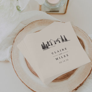 Guardanapo De Papel Casamento personalizado do esboço da montanha