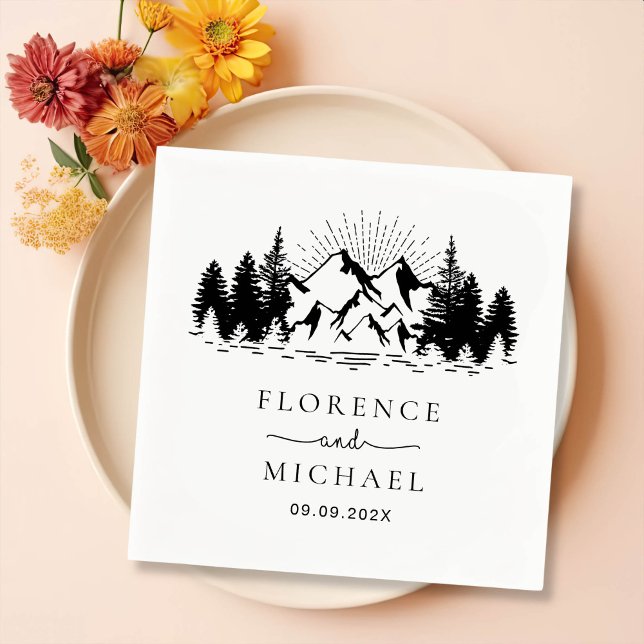 Guardanapo De Papel Casamento Personalizado Do Esquema De Montanha (Criador carregado)