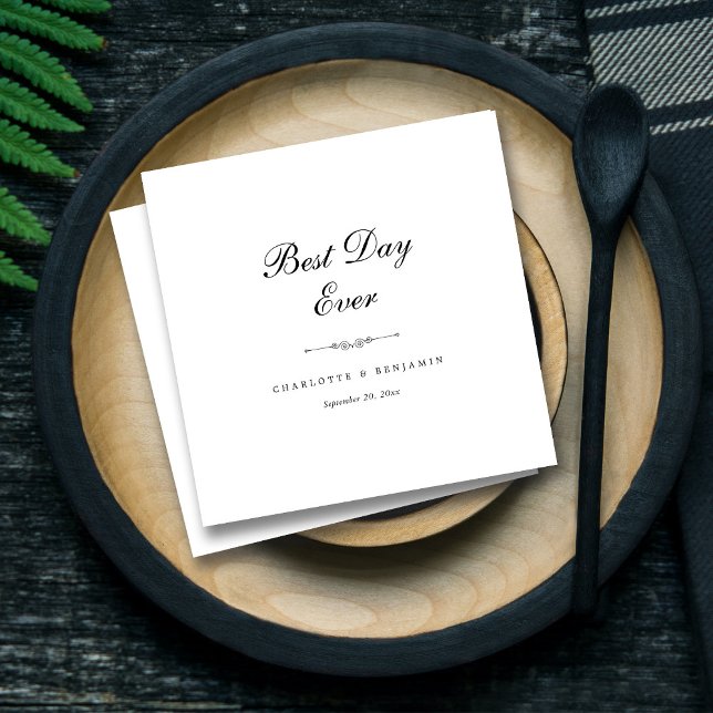 Guardanapo De Papel Casamento Personalizado do "Melhor Dia de Todos" (Personalized Elegant 'Best Day Ever' Wedding Napkins)
