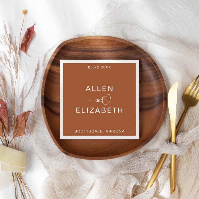 Guardanapo De Papel Casamento Personalizado do Na moda Modern Terracot (Criador carregado)