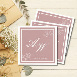 Guardanapo De Papel Casamento Personalizado Dusty Pink & White Napkins