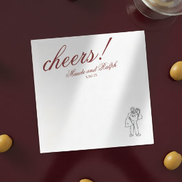 Guardanapo De Papel Casamento Personalizado Elegante de Cheers Vermelh