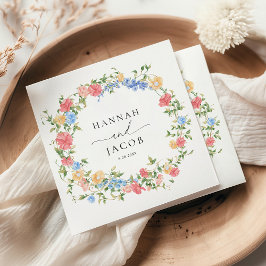 Guardanapo De Papel Casamento Personalizado Elegante de Flor Selvagem