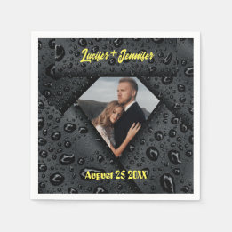 Guardanapo De Papel Casamento Personalizado Elegante Moderno do Golden