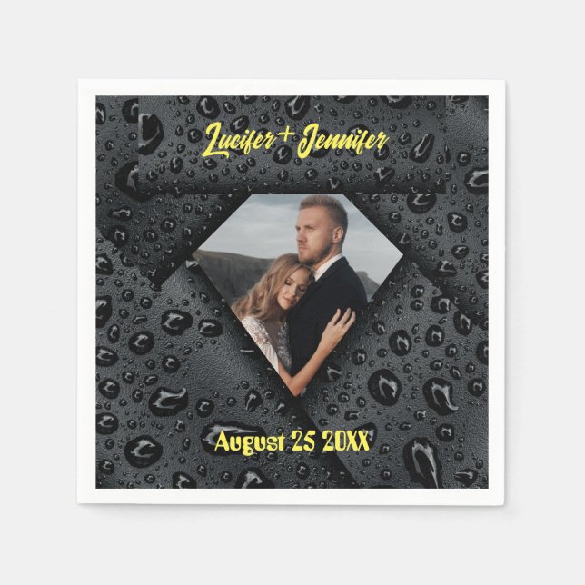 Guardanapo De Papel Casamento Personalizado Elegante Moderno do Golden (Frente)