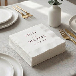 Guardanapo De Papel Casamento Personalizado em Borgonha Moderno Elegan
