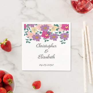 Guardanapo De Papel Casamento Personalizado Floral Elegante