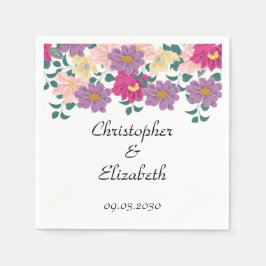 Guardanapo De Papel Casamento Personalizado Floral Elegante