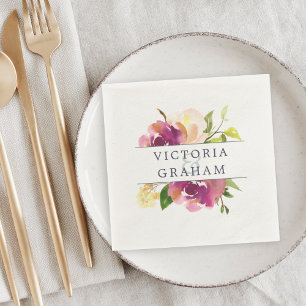 Guardanapo De Papel Casamento personalizado floral vibrante da flor