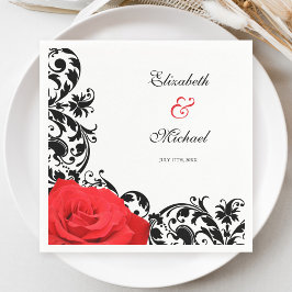 Guardanapo De Papel Casamento Personalizado Flourish rosa vermelha Pre