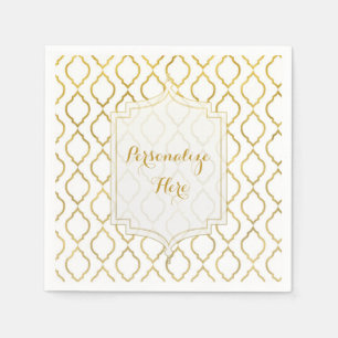 Guardanapo De Papel Casamento Personalizado Marroquino Elegante Dourad