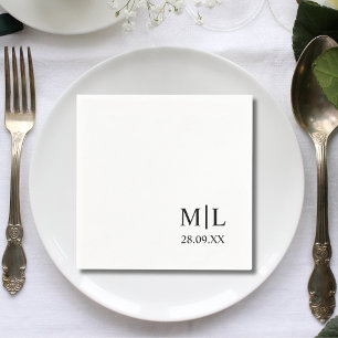 Guardanapo De Papel Casamento Personalizado Mínimo do Monograma Modern