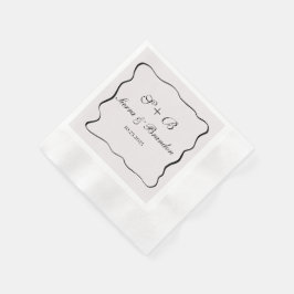 Guardanapo De Papel Casamento Personalizado Moderno Minimalista B&W Na