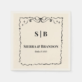 Guardanapo De Papel Casamento Personalizado Moderno Minimalista B&W Na