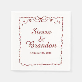 Guardanapo De Papel Casamento Personalizado Moderno Minimalista Red Na