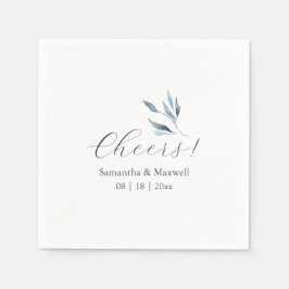 Guardanapo De Papel Casamento Personalizado Napkins Dusty Blue Botanic