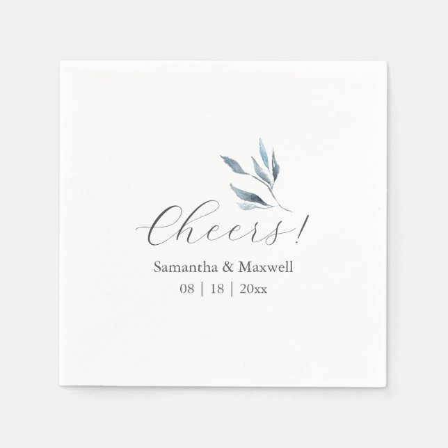 Guardanapo De Papel Casamento Personalizado Napkins Dusty Blue Botanic (Frente)