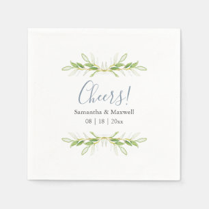 Guardanapo De Papel Casamento Personalizado Nápoles Simples Folhas Ver