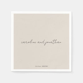 Guardanapo De Papel Casamento Personalizado Nome Marfim Creme Elegante