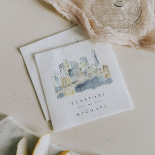 Guardanapo De Papel Casamento Personalizado por Nova Iorque de Aquarel