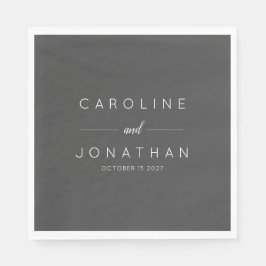 Guardanapo De Papel Casamento Personalizado Preto de Script Minimalist