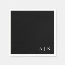 Casamento Personalizado Preto Monograma Mínimo Sim