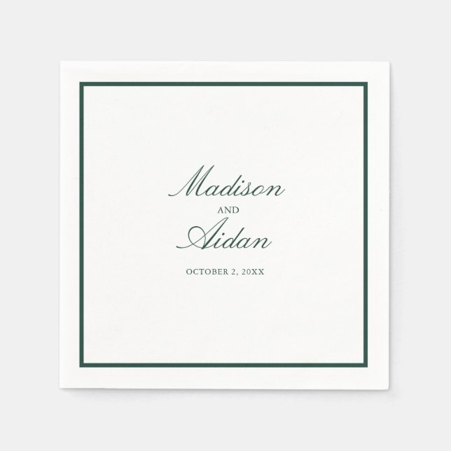 Guardanapo De Papel Casamento Personalizado Romântico Verde Napkins (Frente)